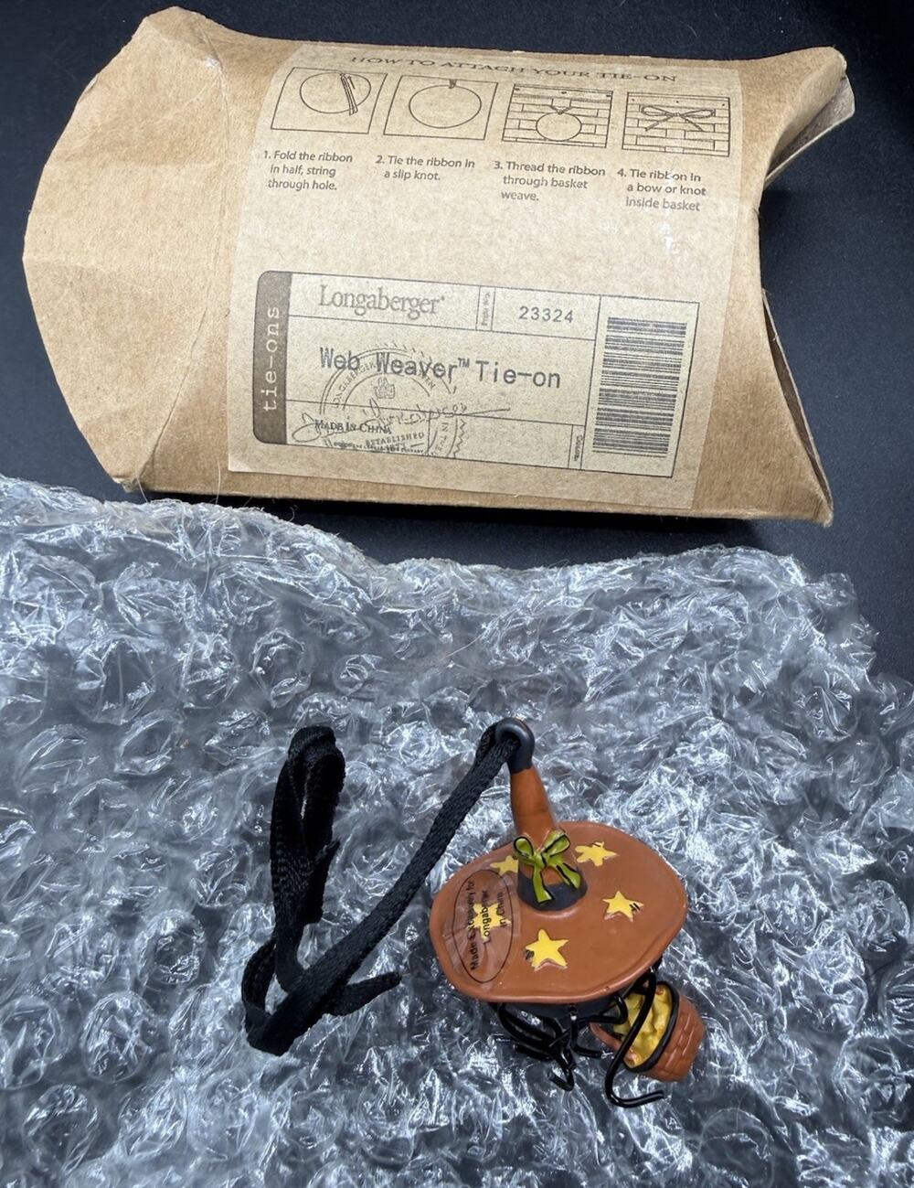 New Rare Longaberger Web Weaver Basket TieOn Spider Witch Basket Halloween LO22